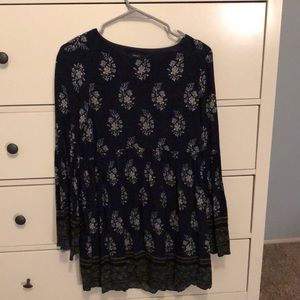 Navy Blue Flower Design Dress, Brand: Very J